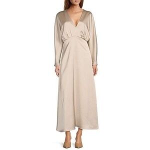 Antonio Melani Harlow Satin V-Neck Long Sleeve Maxi Dress